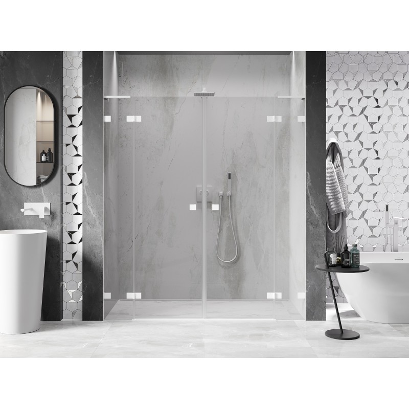Mexen Lunar L Duo Duschschwingtüren 190 cm, transparent, weiß - 834DL-190-000-20-00