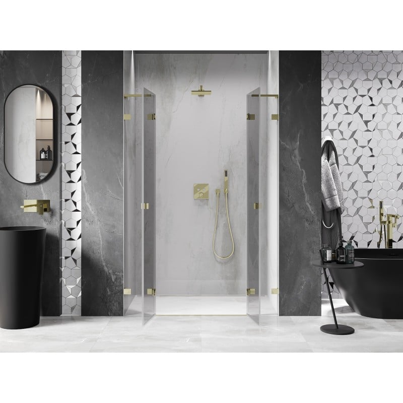 Mexen Lunar L Duo Duschschwenktüren 140 cm, transparent, gold - 834DL-140-000-50-00