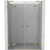 Mexen Lunar L Duo Duschabtrennung mit Pendeltüren 160 cm, transparent, goldfarben - 834DL-160-000-50-00