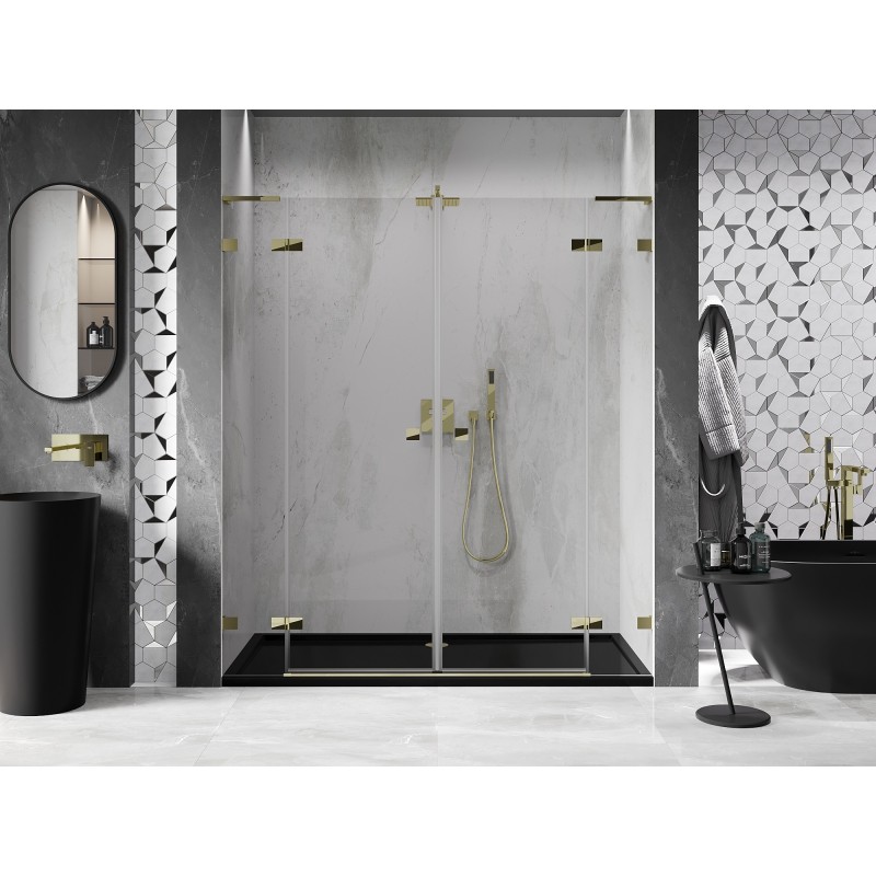 Mexen Lunar L Duo Duschpendeltüren 180 cm, transparent, gold - 834DL-180-000-50-00