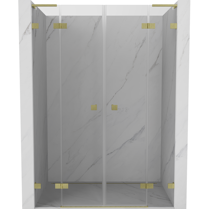 Mexen Lunar L Duo-Duschdrehtüren 140 cm, transparent, golden gebürstet - 834DL-140-000-55-00