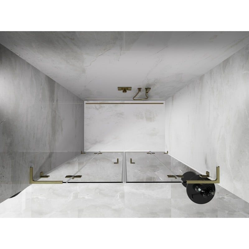 Mexen Lunar L Duo-Duschdrehtüren 140 cm, transparent, golden gebürstet - 834DL-140-000-55-00