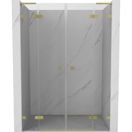 Mexen Lunar L Duo Duschtür, schwenkbar 150 cm, transparent, gebürstetes Gold - 834DL-150-000-55-00