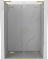 Mexen Lunar L Duo Duschtür, schwenkbar 150 cm, transparent, gebürstetes Gold - 834DL-150-000-55-00