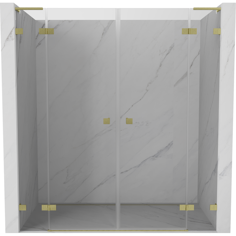 Mexen Lunar L Duo Duschklapptüren 170 cm, transparent, gebürstetes Gold - 834DL-170-000-55-00