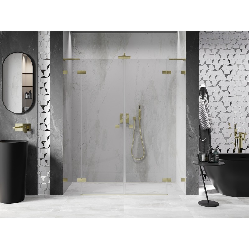 Mexen Lunar L Duo Duschklapptüren 170 cm, transparent, gebürstetes Gold - 834DL-170-000-55-00