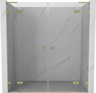 Mexen Lunar L Duo Duschpendeltüren 190 cm, transparent, gebürstetes Gold - 834DL-190-000-55-00