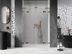Mexen Lunar L Duo duschtüren 140 cm, transparent, roségold - 834DL-140-000-60-00