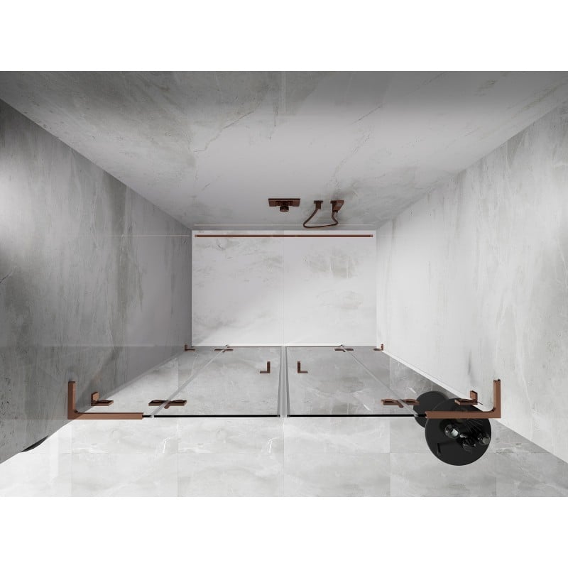 Mexen Lunar L Duo Duschdrehtüren 150 cm, transparent, Roségold - 834DL-150-000-60-00