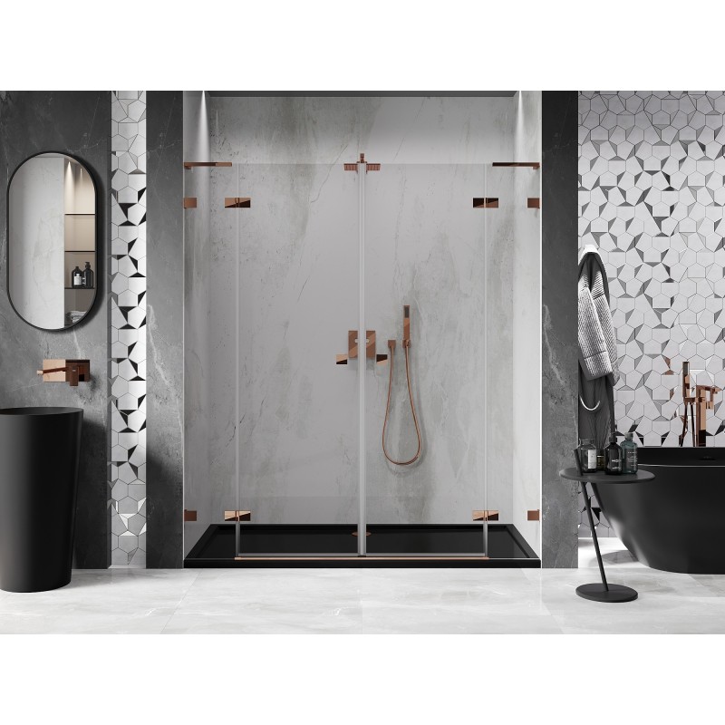 Mexen Lunar L Duo Pendeltür für Dusche 170 cm, transparent, Roségold - 834DL-170-000-60-00