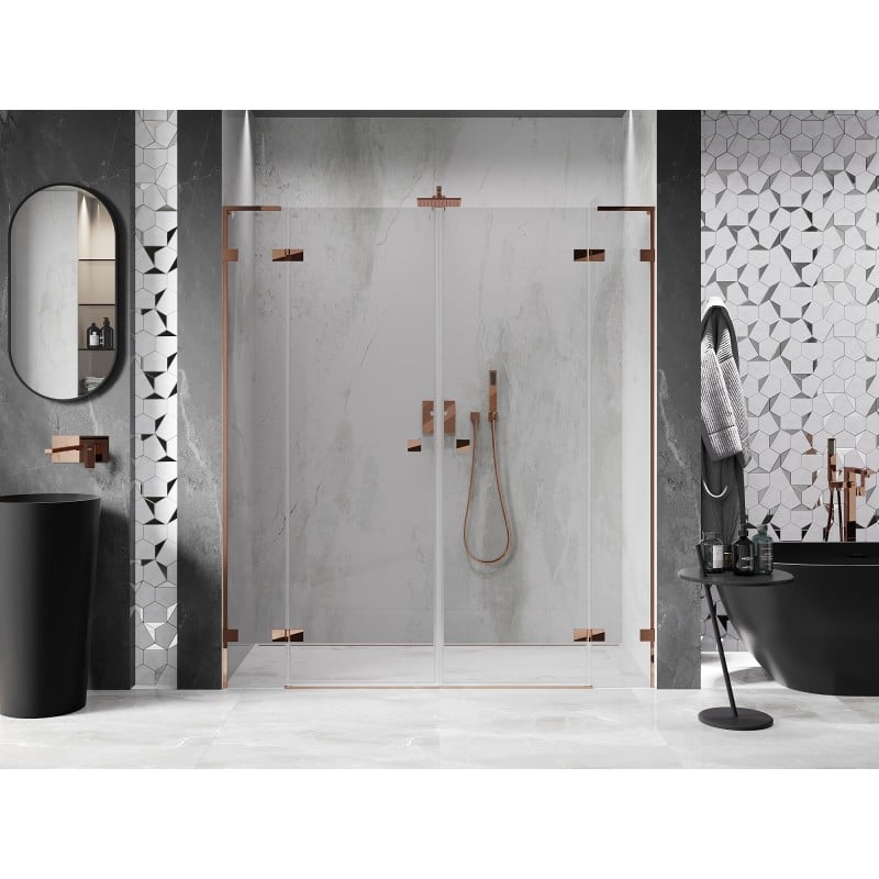 Mexen Lunar L Duo Duschpendeltüren 180 cm, transparent, Roségold - 834DL-180-000-60-00