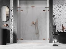 Mexen Lunar L Duo Duschpendeltüren 180 cm, transparent, Roségold - 834DL-180-000-60-00