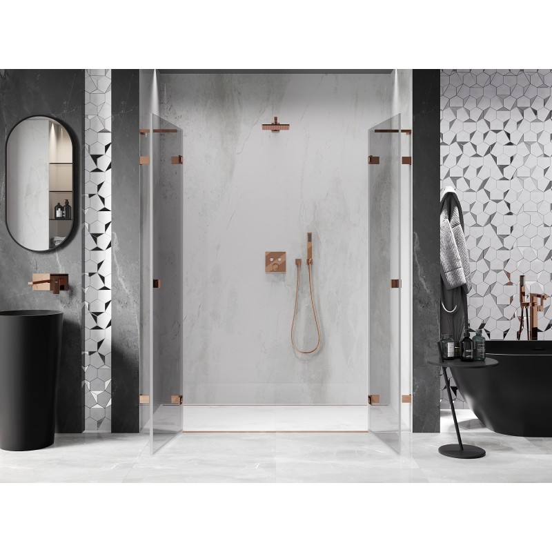 Mexen Lunar L Duo Duschdoppeltüren 190 cm, transparent, Roségold - 834DL-190-000-60-00