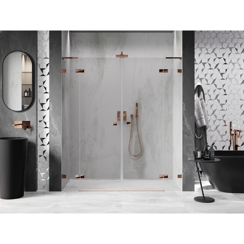 Mexen Lunar L Duo Pendeltüren Dusche 200 cm, transparent, Roségold - 834DL-200-000-60-00