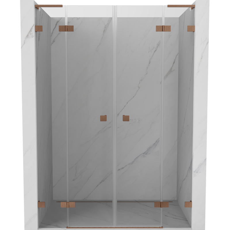 Mexen Lunar L Duo-Tür für Duschkabine, Schwingtür 150 cm, transparent, gebürstetes Kupfer - 834DL-150-000-65-00