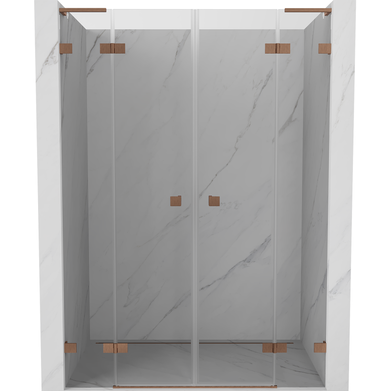 Mexen Lunar L Duo Duschschwenktür 160 cm, transparent, gebürstetes Kupfer - 834DL-160-000-65-00