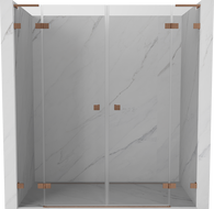Mexen Lunar L Duo Duschdrehtüren 170 cm, transparent, gebürstetes Kupfer - 834DL-170-000-65-00