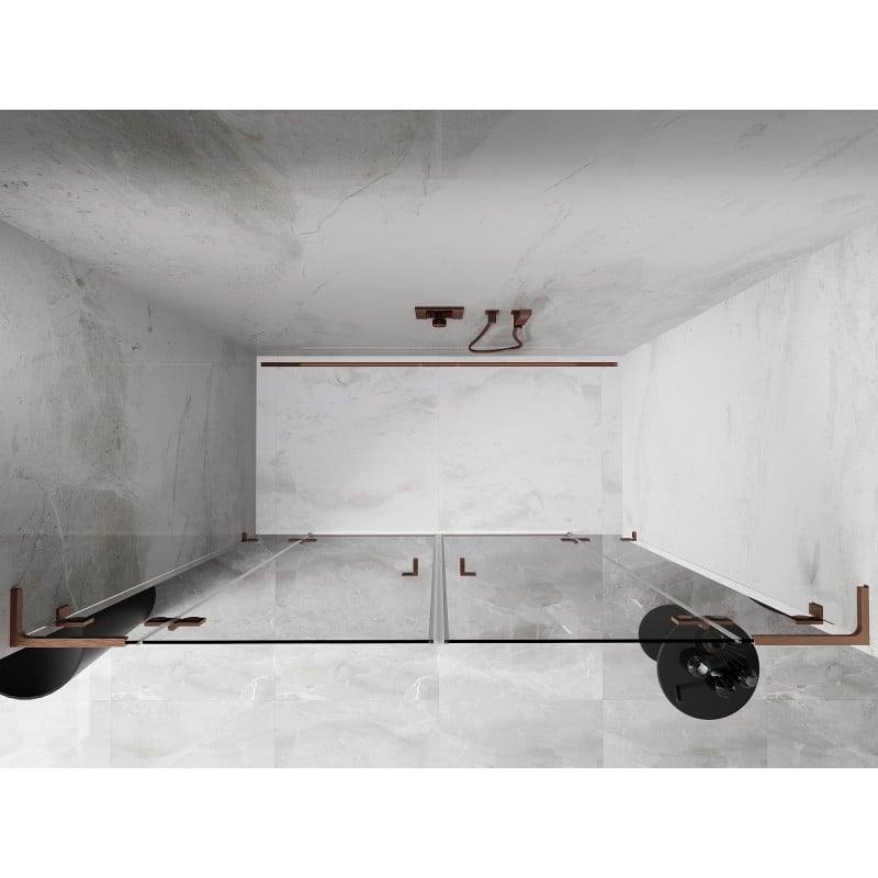Mexen Lunar L Duo Duschdrehtüren 170 cm, transparent, gebürstetes Kupfer - 834DL-170-000-65-00