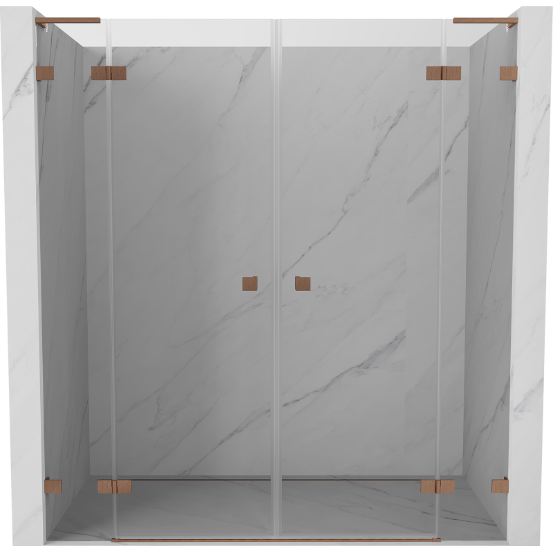 Mexen Lunar L Duo Duschschwingtüren 190 cm, transparent, gebürstetes Kupfer - 834DL-190-000-65-00
