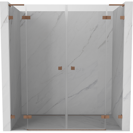 Mexen Lunar L Duo Duschschwingtüren 190 cm, transparent, gebürstetes Kupfer - 834DL-190-000-65-00