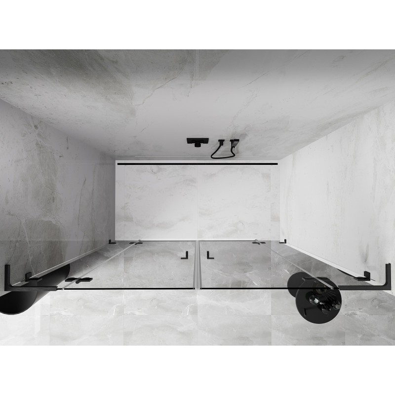 Mexen Lunar L Duo-Duschtüren, Anschlagtüren 170 cm, transparent, gebürstetes Gun Gray - 834DL-170-000-66-00