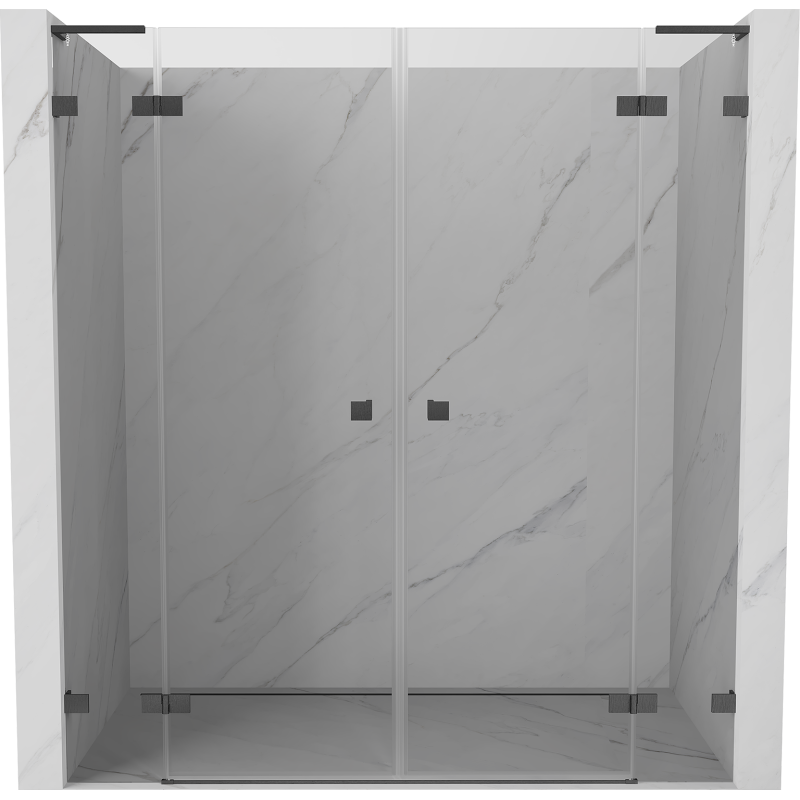 Mexen Lunar L Duo Duschpendeltüren 180 cm, transparent, Gun Gray gebürstet - 834DL-180-000-66-00