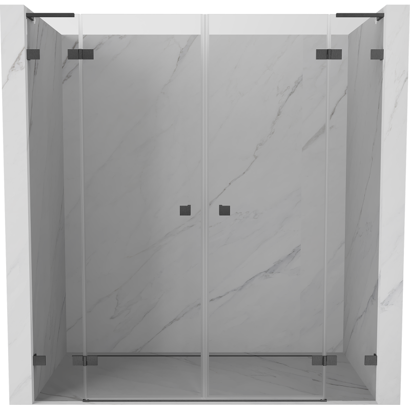 Mexen Lunar L Duo Duschdrehtüren 190 cm, transparent, gebürstet Gun Gray - 834DL-190-000-66-00