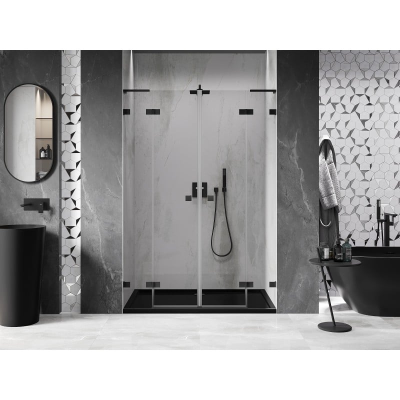 Mexen Lunar L Duo Duschschwingtüren 140 cm, transparent, schwarz - 834DL-140-000-70-00
