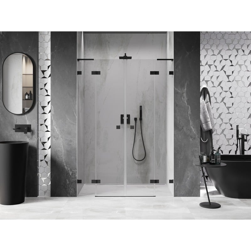 Mexen Lunar L Duo Dusche Schwenktüren 150 cm, transparent, schwarz - 834DL-150-000-70-00