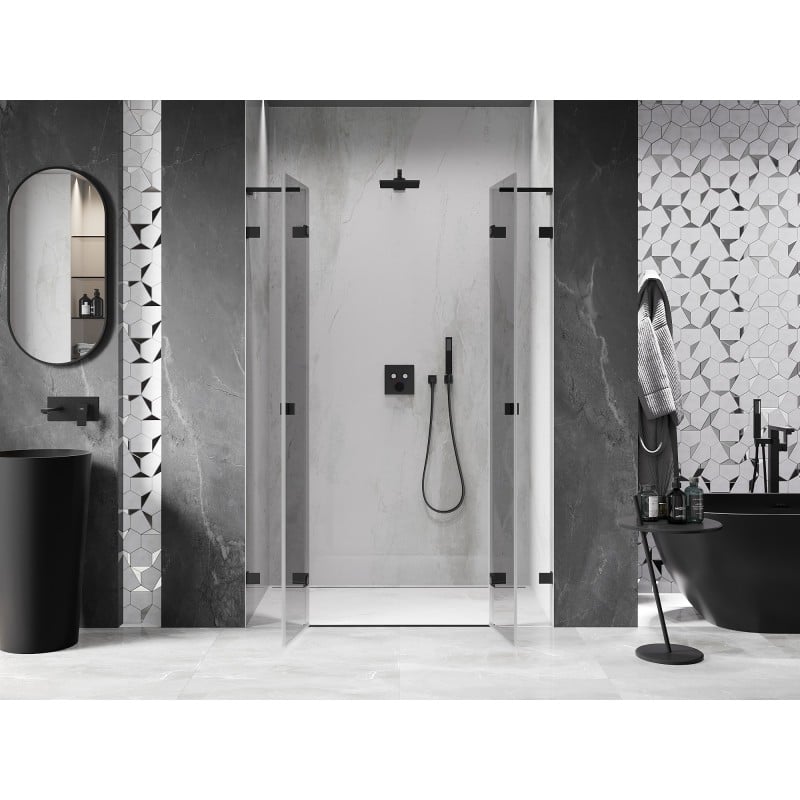 Mexen Lunar L Duo Duschdrehtüren 160 cm, transparent, schwarz - 834DL-160-000-70-00