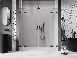 Mexen Lunar L Duo Duschtüren, schwenkbar 170 cm, transparent, schwarz - 834DL-170-000-70-00