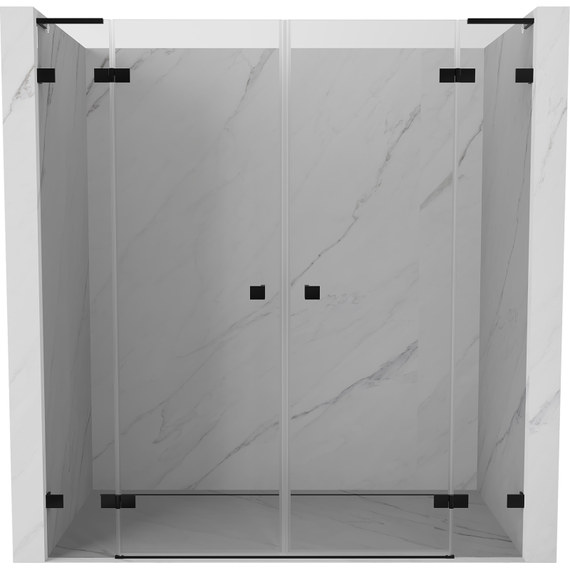 Mexen Lunar L Duo-Duschdrehtüren 200 cm, transparent, schwarz - 834DL-200-000-70-00