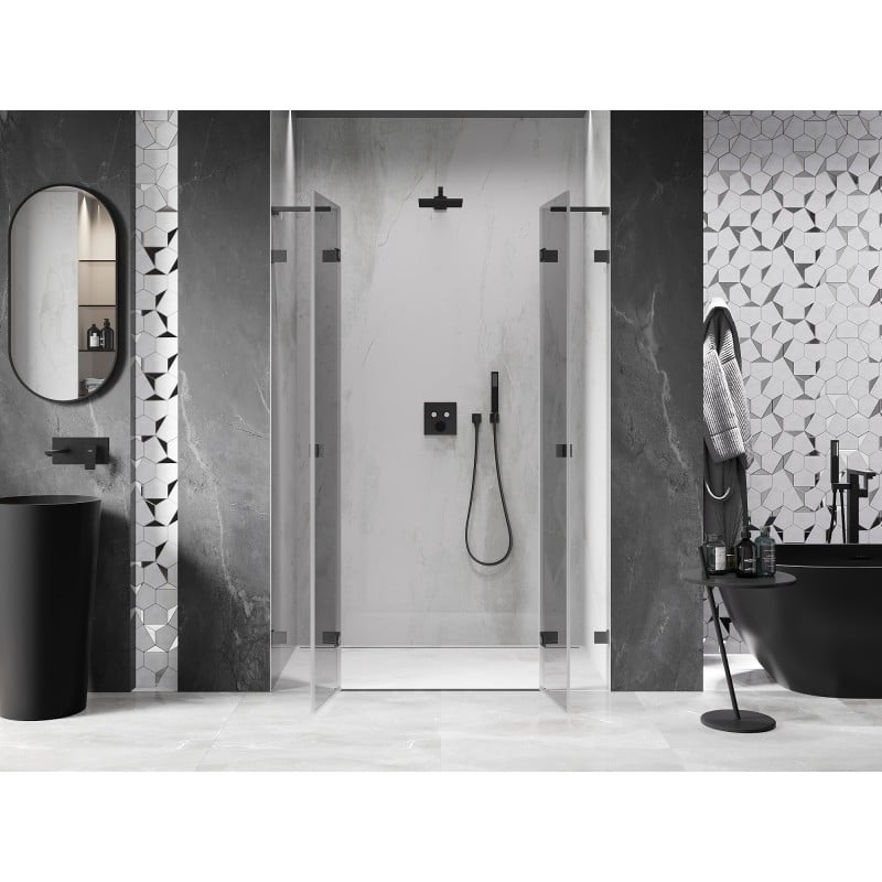 Mexen Lunar L Duo Duschpendeltür 150 cm, transparent, Gun Metal - 834DL-150-000-95-00