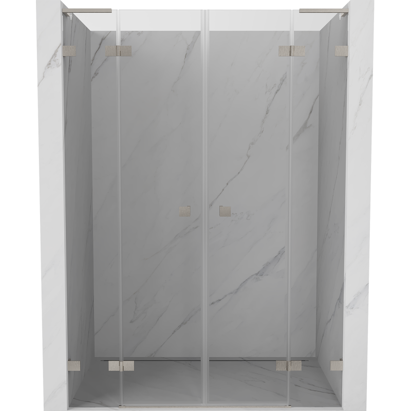 Mexen Lunar L Duo Duschschwingtüren 140 cm, transparent, gebürstetes Nickel - 834DL-140-000-97-00