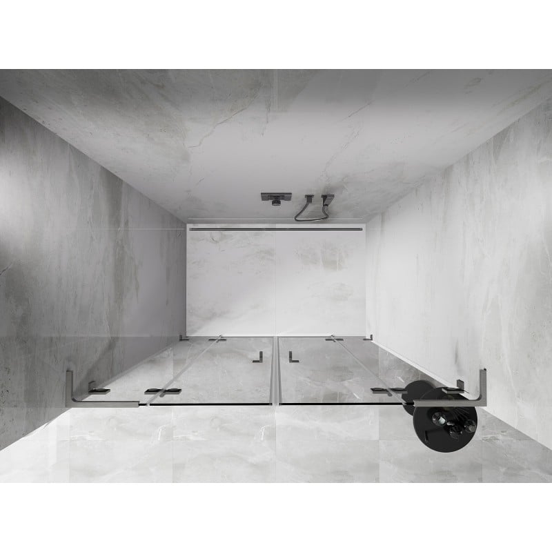 Mexen Lunar L Duo Duschdrehtüren 160 cm, transparent, gebürstetes Nickel - 834DL-160-000-97-00