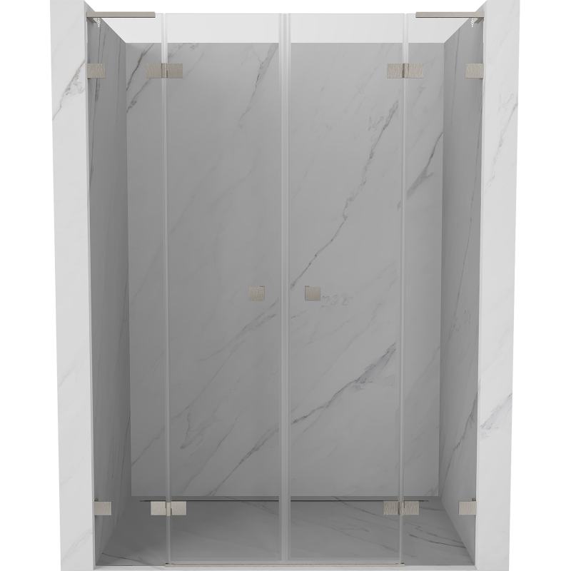 Mexen Lunar L Duo Duschdrehtüren 160 cm, transparent, gebürstetes Nickel - 834DL-160-000-97-00