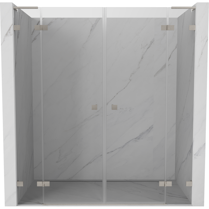 Mexen Lunar L Duo Dusch-Drehtüren 190 cm, transparent, gebürstetes Nickel - 834DL-190-000-97-00