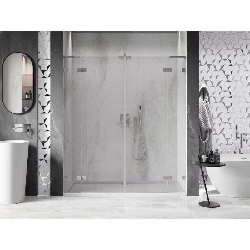 Mexen Lunar L Duo Duschtüren, schwingend, 200 cm, transparent, gebürsteter Nickel - 834DL-200-000-97-00