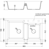 Mexen Tomas Granitspüle 2-Kammer 800 x 500 mm, schwarz, Siphon Chrom - 6516802000-77
