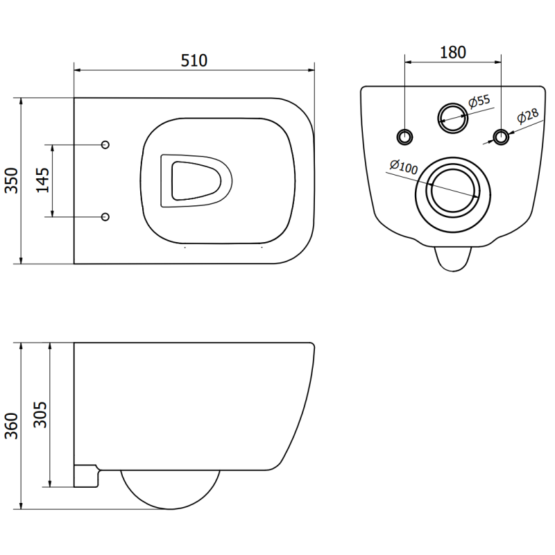 Mexen Stella WC-Schüssel Rimless, weiß glänzend - 3368XX00