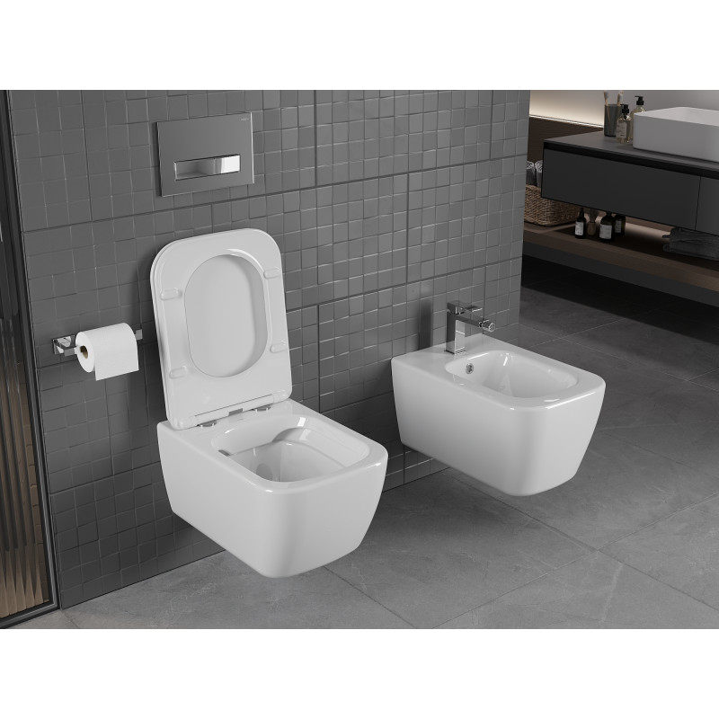 Mexen Stella WC-Schüssel Rimless mit langsam schließendem Slim-Sitz, Duroplast, weiß glänzend - 30680900