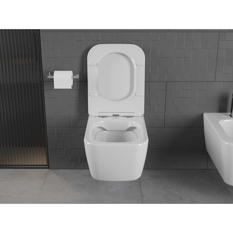 Mexen Stella WC-Schüssel Rimless mit langsam schließendem Slim-Sitz, Duroplast, weiß glänzend - 30680900