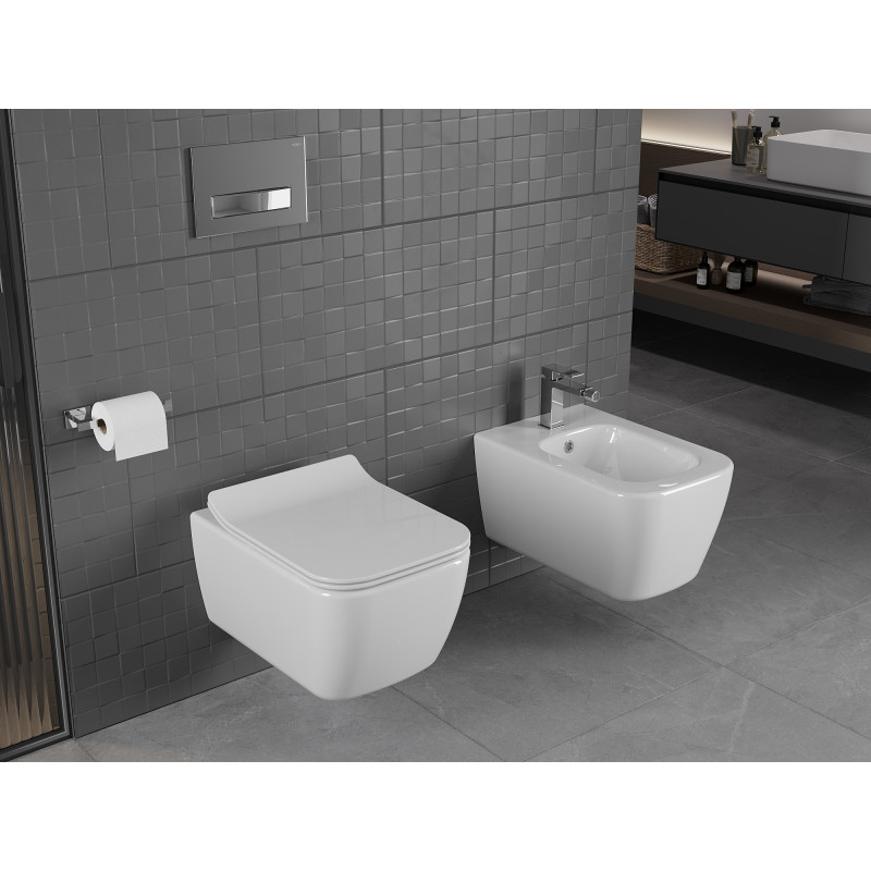 Mexen Stella WC-Schüssel Rimless mit Slim-Absenkautomatik-Deckel, Duroplast, weiß glänzend - 30680800