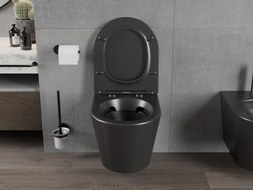 Mexen Rico WC-Becken Rimless mit absenkbarem Slim-Sitz, Duroplast, Schwarz Matt - 30721085