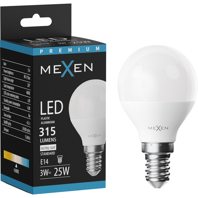 Mexen Nova LED-Glühbirne E14, G45, 3W, Neutral - 4000K, 315 lm - L101-E14-0340-01