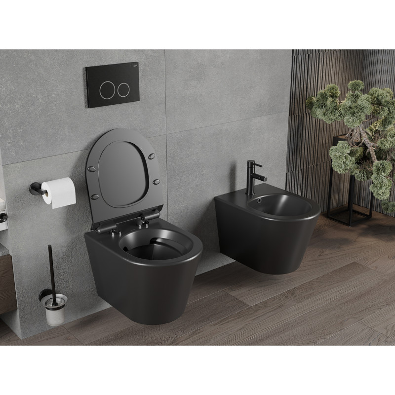 Mexen Rico WC-Schüssel Rimless mit Slim-Absenkautomatik, Duroplast, Schwarz Matt - 30720185