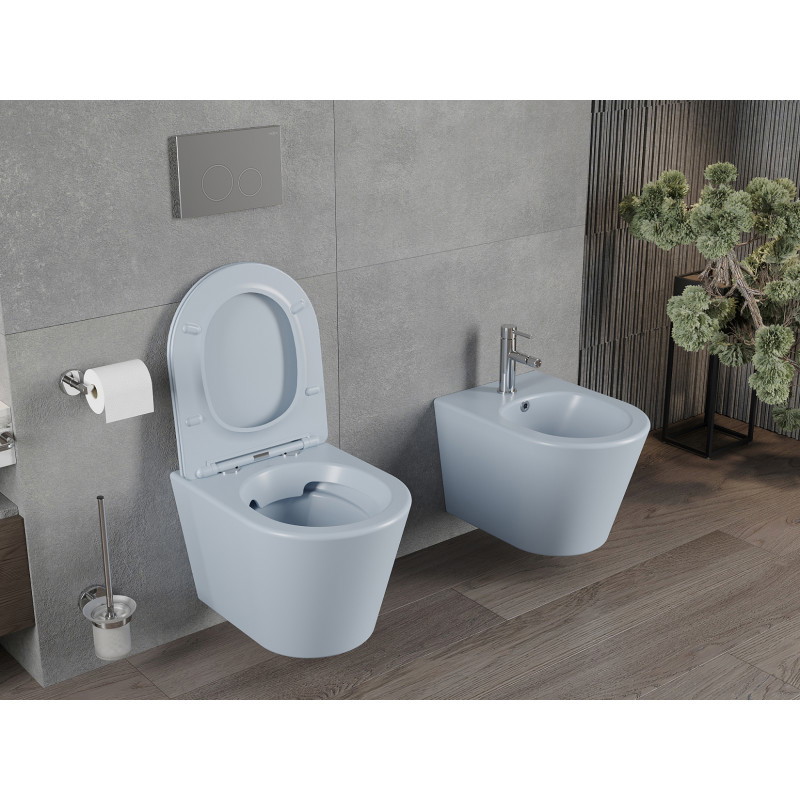 Mexen Rico WC-Schüssel Rimless mit Soft-Close-Slim-Sitz, Duroplast, grau-blau matt - 30724069