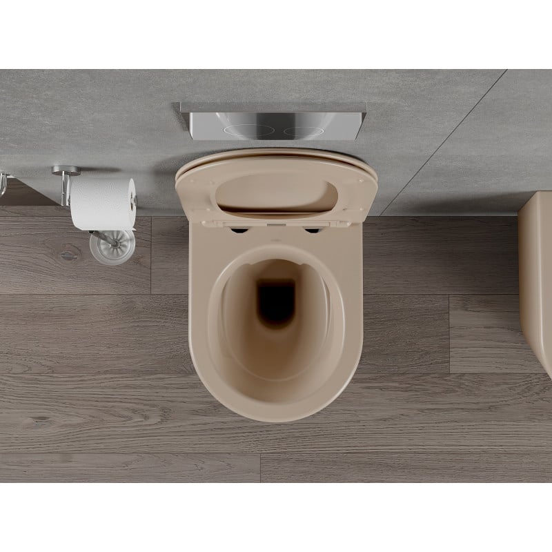 Mexen Rico WC-Becken Rimless mit Soft-Close-Slim-Sitz, Duroplast, Matt-Cappuccino - 30724064