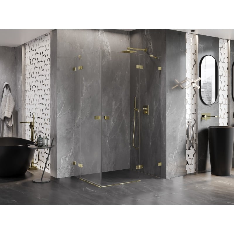 Mexen Lunar Duo Duschkabine rechts öffnend, 85 x 80 cm, transparent, gold - 834-085P-080L-50-00