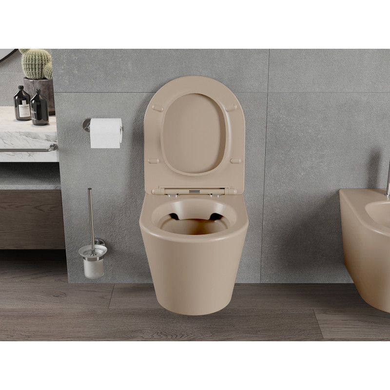 Mexen Rico WC-Becken Rimless mit Soft-Close-Slim-Sitz, Duroplast, Matt-Cappuccino - 30724064